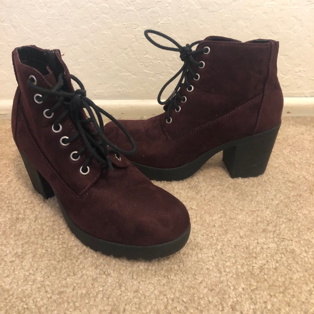 Plum color booties size 8.5